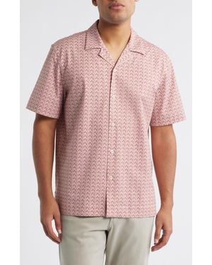 Bugatchi Cole Ooohcotton Geo Print Camp Shirt - Pink
