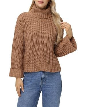 525 America Vida Bell Sleeve Turtleneck Sweater - Brown
