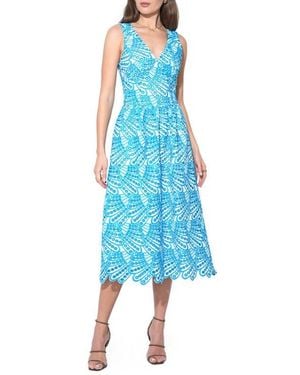 Adelyn Rae Joanna Basque Waist Midi Dress - Blue