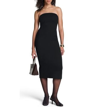 Spanx Strapless Ponte Midi Dress - Black