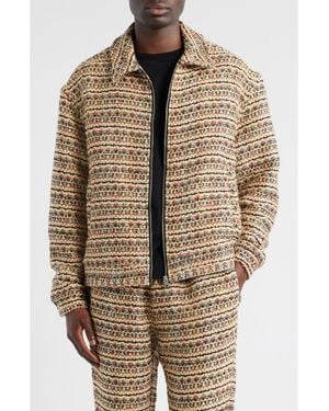 DIET STARTS MONDAY Tweed Zip Jacket - Brown