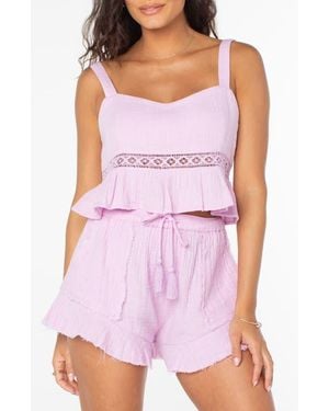 Roxy Island Time Cotton Crop Tank - Purple