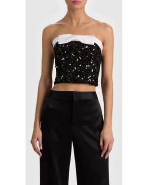 Alice + Olivia Katya Sequin Strapless Top - Black