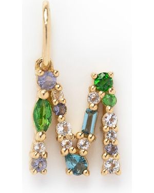 Local Eclectic Solid 9K & Semiprecious Stone Initial Charm - Green