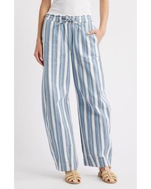 Damson Madder Felix Stripe Organic Cotton Drawstring Jeans - Blue