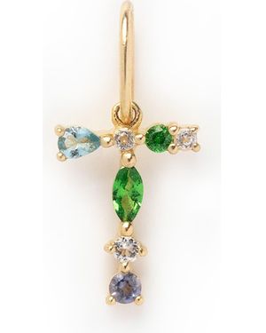 Local Eclectic Solid 9K & Semiprecious Stone Initial Charm - Green