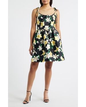 Julia Jordan Floral Tie Strap Minidress - Yellow