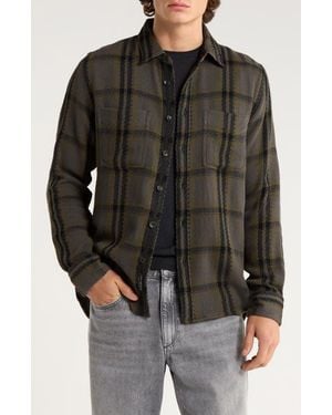 Rag & Bone Plaid Cotton Twill Button-Up Shirt Jacket - Black