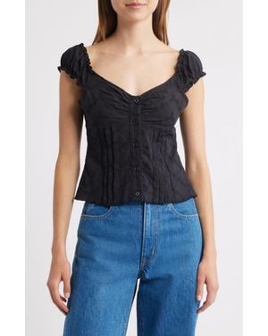 Bella Venice Embroidered Crop Top - Blue