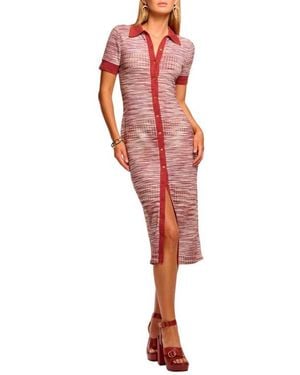 Ramy Brook Elijah Rib Midi Dress - Red