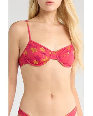 PacSun Bonnie Floral Bralette Bikini Top - Red
