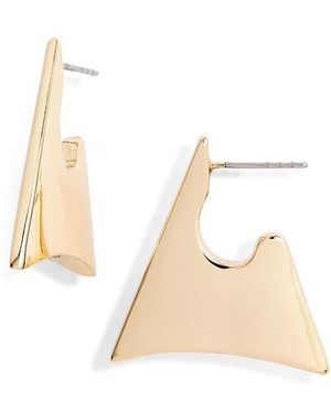 Open Edit Curved Triangle Hoop Earrings - Natural