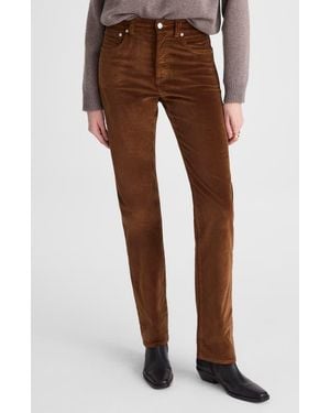 Madewell Longline Straight Leg Velvet Pants - Brown