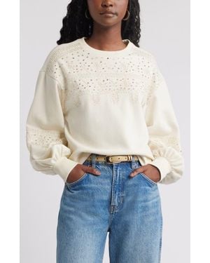 Treasure & Bond Sequin Embroidered Sweatshirt - Blue