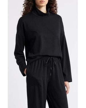 Caslon Drop Shoulder Turtleneck Sweatshirt - Black