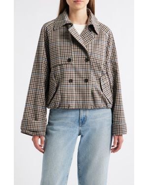 Rails Jett Check Crop Trench Coat - Brown