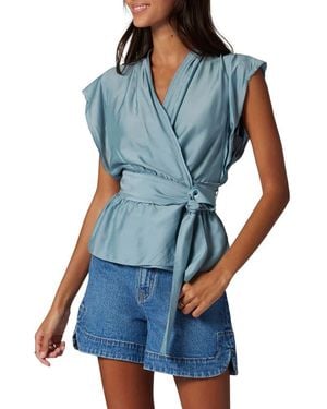 Joie Ashlele Tie Waist Wrap Top - Blue