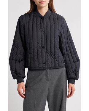 Rains Banja Water Resistant Channel Quilted Bomber Jacket - Black