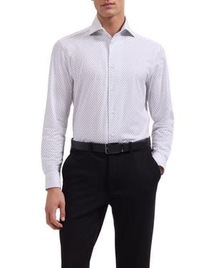 Bugatchi Devon Ooohcotton Dot Print Button-Up Shirt - White