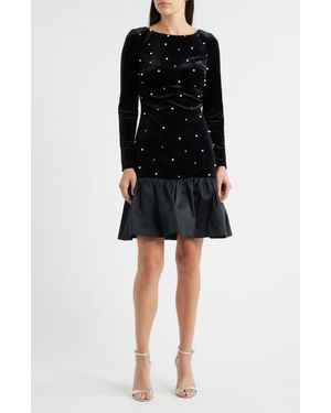 eliza j sequin fringe long sleeve cocktail dress Eliza J Sequin Fringe Long Sleeve Cocktail Dress in Gray