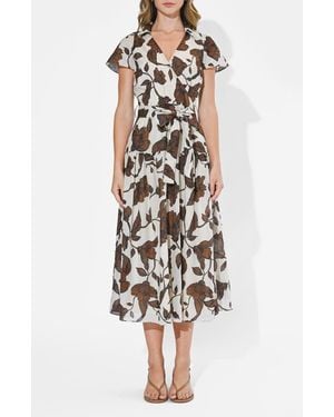 Adelyn Rae Taylor Floral Cotton Wrap Front Dress - White