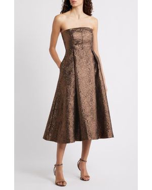 Cece Metallic Strapless Midi Dress - Brown