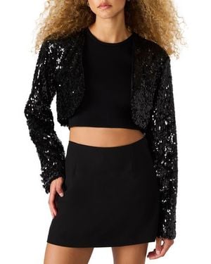 Steve Madden Amandaline Crop Sequin Jacket - Black