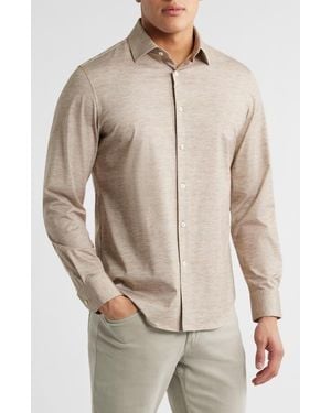 Bugatchi James Ooohcotton Space Dye Button-Up Shirt - Natural