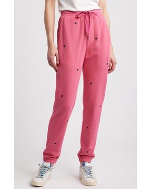 Rails Kingston Heart Embroidery Cotton Blend Sweatpants - Red