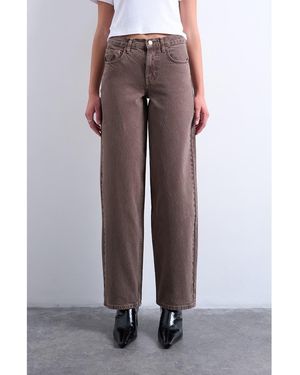 TOPSHOP Cinch Low Rise Relaxed Jeans - Brown