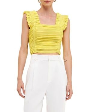 Endless Rose Ruffle Pleat Crop Tank - Yellow