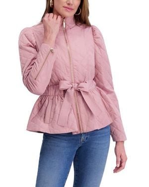 Kensie Quilted Peplum Jacket - Red