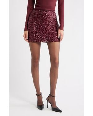 Open Edit Sequin Miniskirt - Red