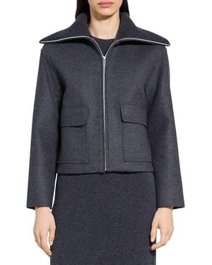 Theory Wool Blend Zip Jacket - Blue