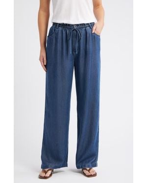 Cloth & Stone Wide Leg Crop Denim Pants - Blue