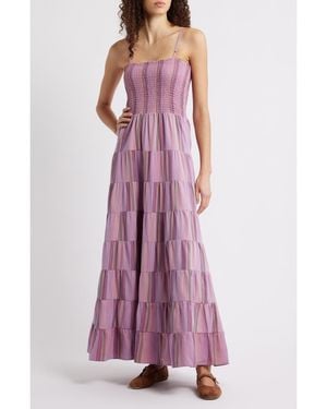 FRNCH Lilaea Tiered Cotton Maxi Dress - Purple