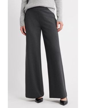 Caslon High Waist Wide Leg Ponte Pants - Gray