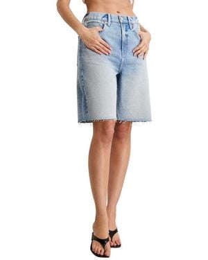 GOOD AMERICAN Good Standard Raw Hem Denim Bermuda Shorts - Blue