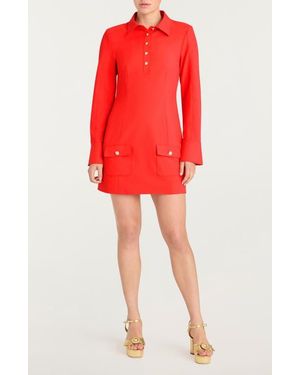 Cinq À Sept Lea Long Sleeve Mini Shirtdress - Red