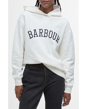 Barbour Northumberland Logo Embroidered Cotton Graphic Hoodie - Gray