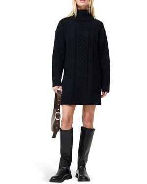French Connection Makira Long Sleeve Cable Stitch Sweater Dress - Black