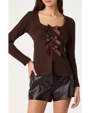 Astr Split Front Bow Top - Black