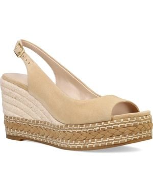 Pelle Moda Eleny Slingback Espadrille Platform Wedge Peep Toe Sandal - Natural