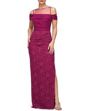 JS Collections Shiloh Lace Column Gown - Purple