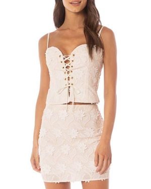 Maaji Frosted Lace Appliqué Crop Cotton Blend Cover-Up Top - White