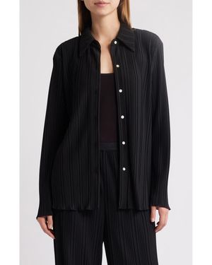 Rails Plissé Button-Up Shirt - Black