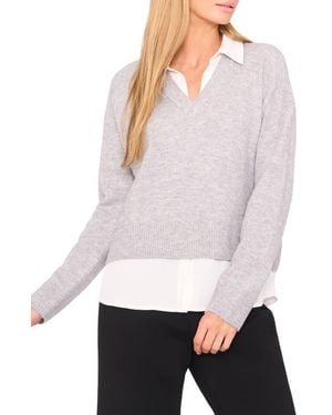 Halogen® Layered Look Sweater - White