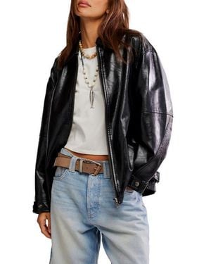 Free People Sloan Faux Leather Jacket - Black