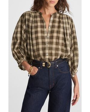 Madewell Balloon Sleeve Cotton Button-Up Top - Black