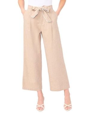 Cece Bow Tie Waist Ankle Wide Leg Pants - Natural
